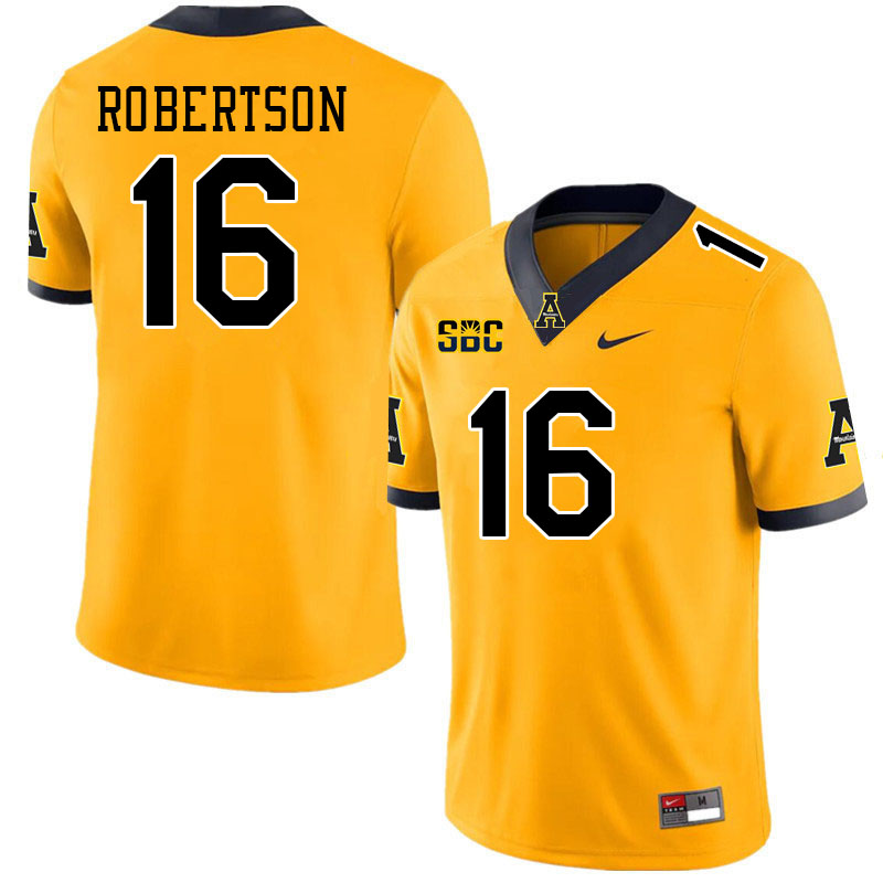 Men #16 Seth Robertson Appalachian State Mountaineers College Football Jerseys Stitched-Gold